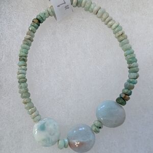 Aquamarine And Amazonite Stretch Bracelet